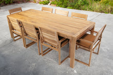 9 pc Venice Teak Arm Dining Set with 95" Rectangular Dining Table