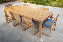 9 pc Venice Teak Arm Dining Set with 95" Rectangular Dining Table