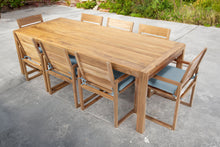 9 pc Venice Teak Arm Dining Set with 95" Rectangular Dining Table