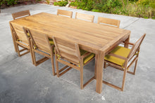 9 pc Venice Teak Arm Dining Set with 95" Rectangular Dining Table