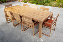 9 pc Venice Teak Arm Dining Set with 95" Rectangular Dining Table