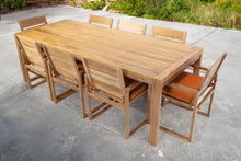 9 pc Venice Teak Arm Dining Set with 95" Rectangular Dining Table