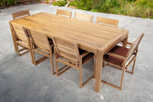 9 pc Venice Teak Arm Dining Set with 95" Rectangular Dining Table