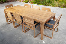 9 pc Venice Teak Arm Dining Set with 95" Rectangular Dining Table
