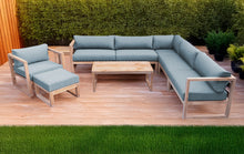 9 pc Venice Teak Outdoor Sectional Set with Coffee Table. Sunbrella Cushions
