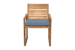 Set of 2 Venice Teak Outdoor Dining Arm Chair. Sunbrella Cushion.