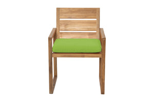 Set of 2 Venice Teak Outdoor Dining Arm Chair. Sunbrella Cushion.