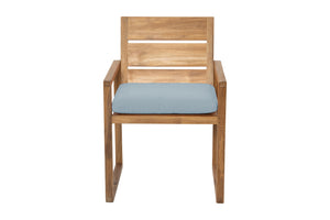 Set of 2 Venice Teak Outdoor Dining Arm Chair. Sunbrella Cushion.
