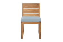 Set of 2 Venice Teak Outdoor Dining Armless Chair. Sunbrella Cushion.