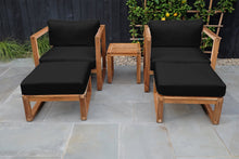 5 pc Venice Teak Club Chair Chat Group. Sunbrella Cushion.