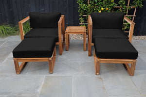 5 pc Venice Teak Club Chair Chat Group. Sunbrella Cushion.