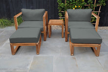 5 pc Venice Teak Club Chair Chat Group. Sunbrella Cushion.