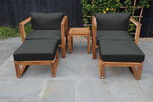 5 pc Venice Teak Club Chair Chat Group. Sunbrella Cushion.
