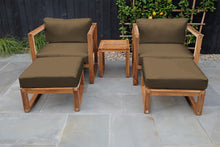 5 pc Venice Teak Club Chair Chat Group. Sunbrella Cushion.