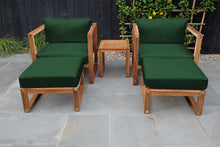 5 pc Venice Teak Club Chair Chat Group. Sunbrella Cushion.