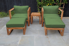 5 pc Venice Teak Club Chair Chat Group. Sunbrella Cushion.