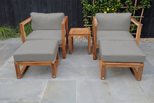 5 pc Venice Teak Club Chair Chat Group. Sunbrella Cushion.