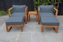 5 pc Venice Teak Club Chair Chat Group. Sunbrella Cushion.