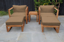 5 pc Venice Teak Club Chair Chat Group. Sunbrella Cushion.