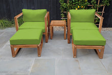 5 pc Venice Teak Club Chair Chat Group. Sunbrella Cushion.