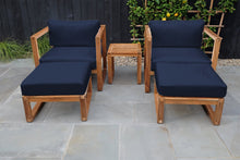 5 pc Venice Teak Club Chair Chat Group. Sunbrella Cushion.