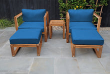 5 pc Venice Teak Club Chair Chat Group. Sunbrella Cushion.