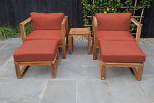 5 pc Venice Teak Club Chair Chat Group. Sunbrella Cushion.