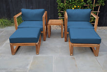 5 pc Venice Teak Club Chair Chat Group. Sunbrella Cushion.