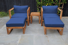 5 pc Venice Teak Club Chair Chat Group. Sunbrella Cushion.