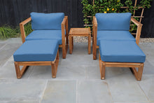 5 pc Venice Teak Club Chair Chat Group. Sunbrella Cushion.