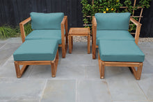 5 pc Venice Teak Club Chair Chat Group. Sunbrella Cushion.