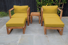 5 pc Venice Teak Club Chair Chat Group. Sunbrella Cushion.