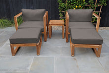 5 pc Venice Teak Club Chair Chat Group. Sunbrella Cushion.