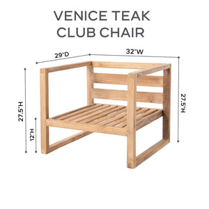 Venice Teak Outdoor Club Chair. Sunbrella Cushion