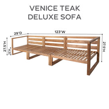 7 pc Venice Teak Deep Seating Deluxe Sofa with Square Coffee Table. Sunbrella Cushion.