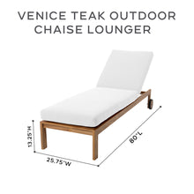 Set of 2 Venice Teak Outdoor Chaise Lounger with Wheels Sunbrella Cushion.