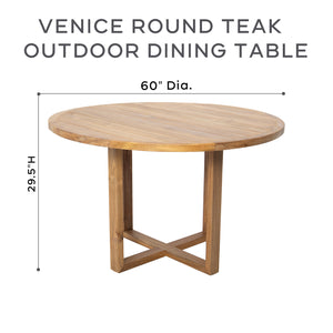 7 pc Venice Teak Dining Set with 60" Round Dining Table