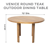9 pc Venice Teak Armless Dining Set with 72" Round Dining Table