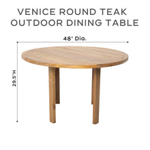 5 pc Venice Teak Arm Dining Set with 48" Round Dining Table