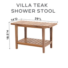 Villa 14"x29" Teak Rectangular Shower Stool