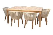 7 pc Westlake Rope & Teak Outdoor Dining Set with 42"x72" Rectangular Dining Table