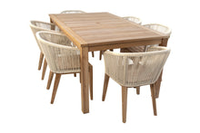 7 pc Westlake Rope & Teak Outdoor Dining Set with 42"x72" Rectangular Dining Table