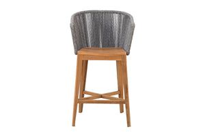 Set of 2 Westlake Rope & Teak Outdoor Bar Stool