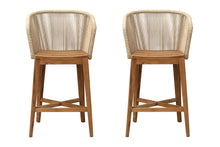 Set of 2 Westlake Rope & Teak Outdoor Bar Stool