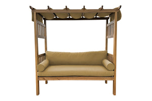 Huntington Teak Arbor Bench. Sunbrella Cushion.