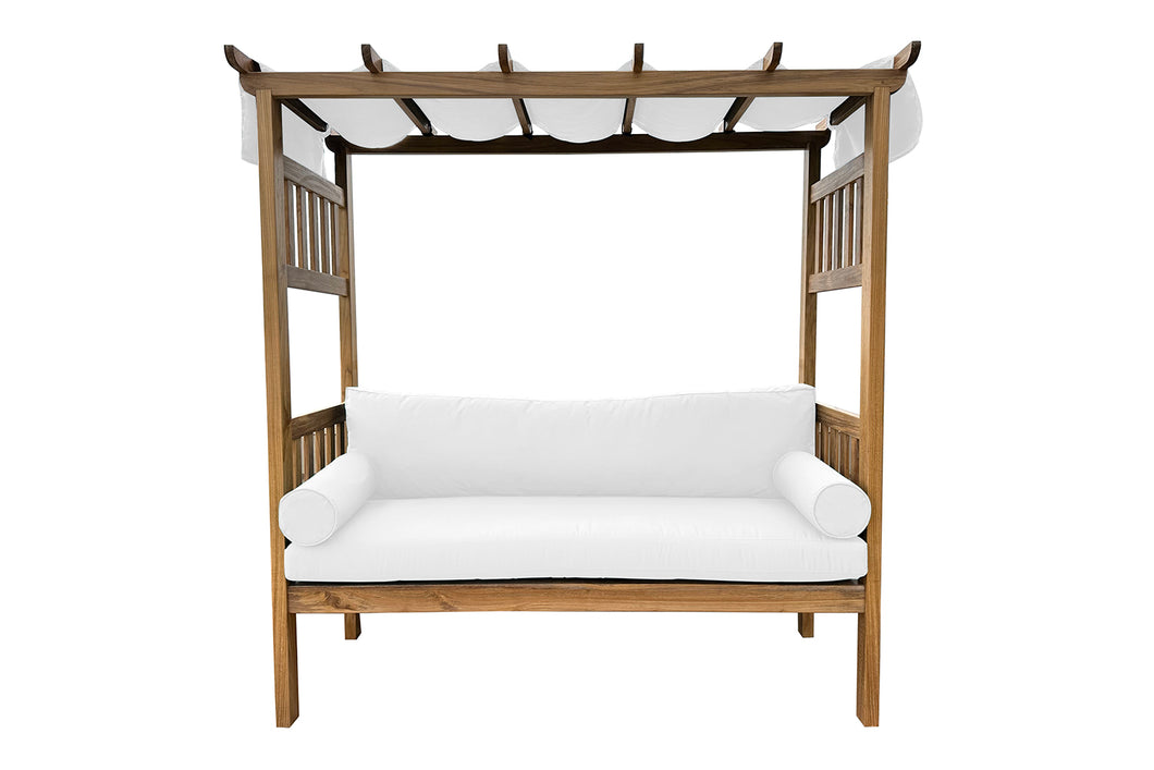 Huntington Teak Arbor Bench. Sunbrella Cushion.