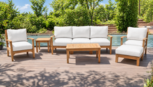 6 pc Huntington Teak Deep Seating Set with Coffee Table. Sunbrella Cushion.