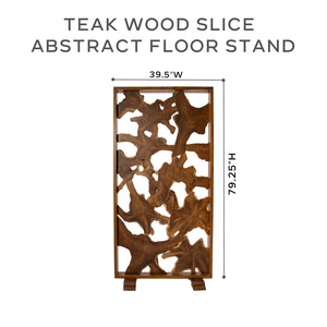 Teak Wood Slice Abstract Floor Stand