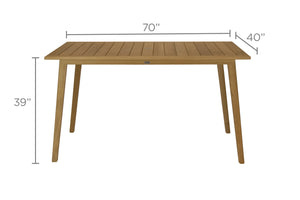 Admiral 40"x70" Rectangular Teak Outdoor Table