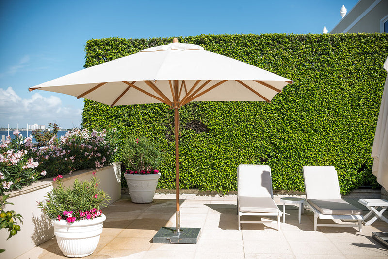 bambrella patio umbrellas Bambrella 10' Levante Square Market Umbrella Fabric: Ecru